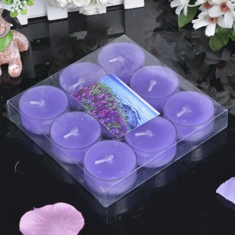 Custom Tealight Candles, Set of 9pcs Tealight Candles In PVC box, Colorful Tealight Candles flameless tea lights