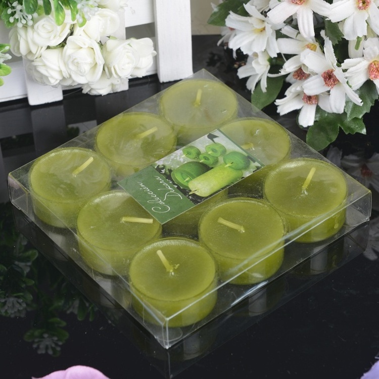 Custom Tealight Candles, Set of 9pcs Tealight Candles In PVC box, Colorful Tealight Candles flameless tea lights