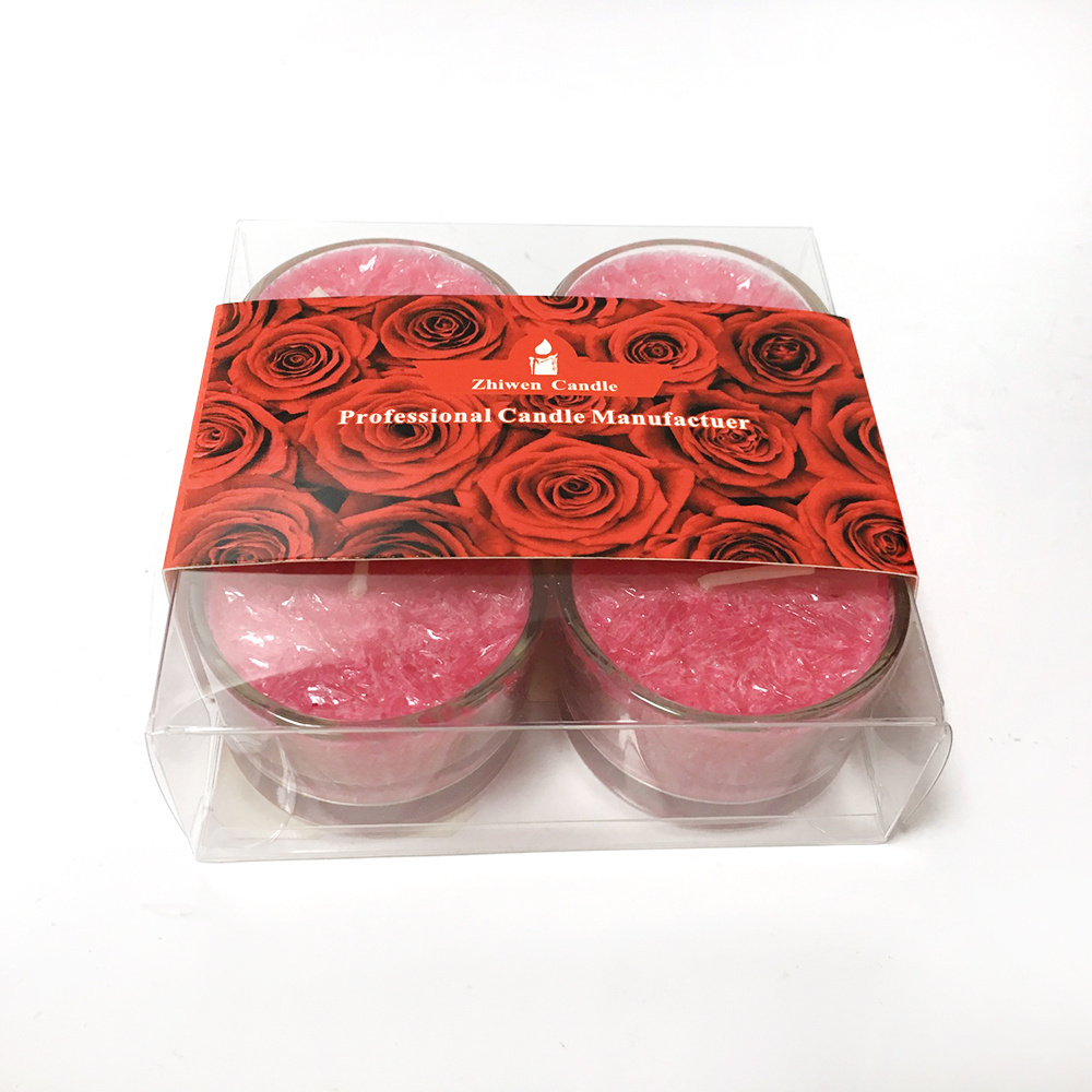 Personalized  scented tea light Candle,Wholesale 4 pieces each set PVC box packing customized fragrance tea light Candles