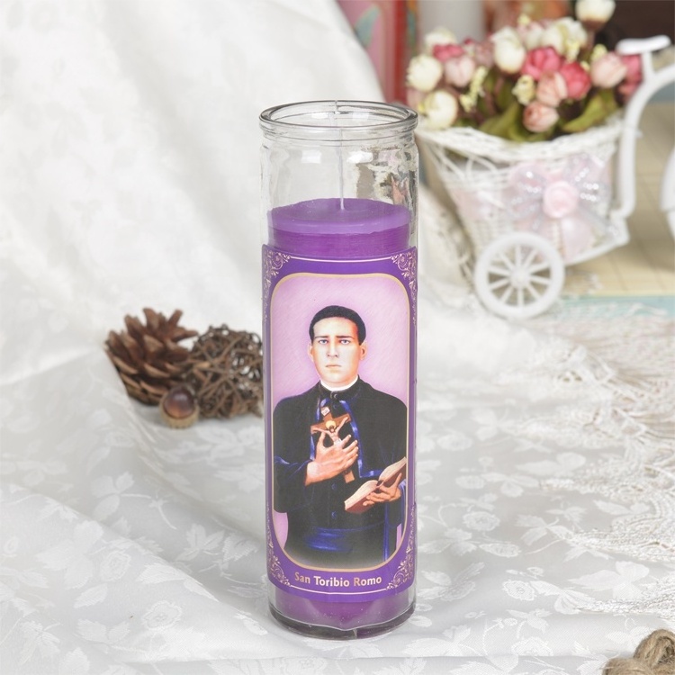 Christian Religious Candle, 7 Day Candle, Religious Candle Glass Jars glass candle bell