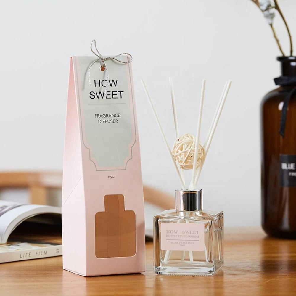 70 ml Eco-friendly Glass Bottle Aroma Scented Essential Oil Reed Diffusers with Rattan Sticks