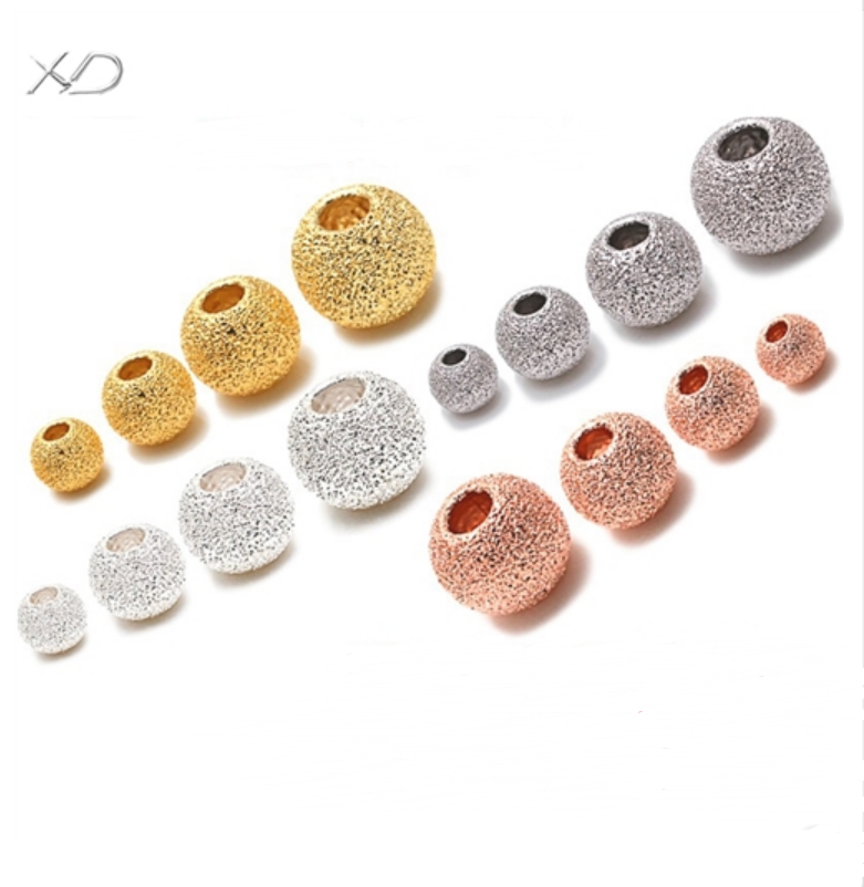 XD P007 925 sterling silver matte beads sterling silver 925 round beads 925 silver beads jewelry making supplies