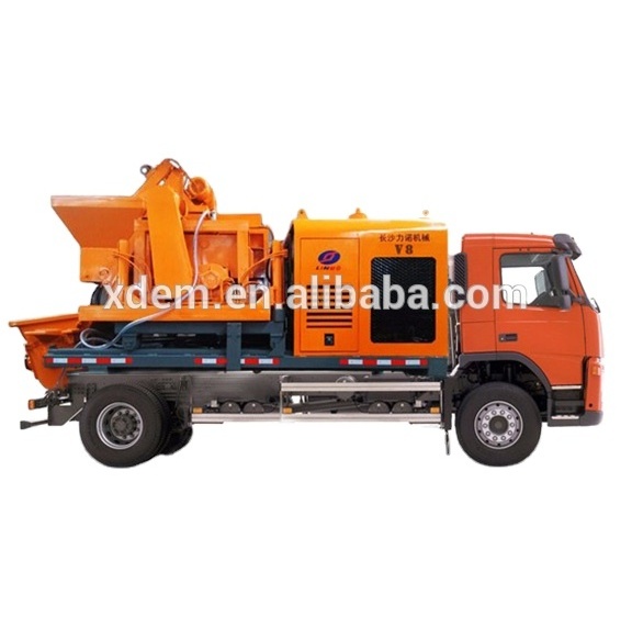 XDEM V8 Truck Mounted Concrete Mixing Pump Diesel Engine Concrete Mixer with Pump Portable