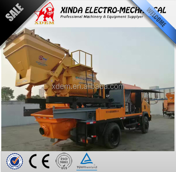 XDEM V8 Truck Mounted Concrete Mixing Pump Diesel Engine Concrete Mixer with Pump Portable