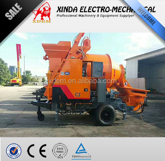 XDEM Trailer Mounted Concrete Mixing Pump With Electric Motor Mobile Ready Concrete Mixer with Pump Portable