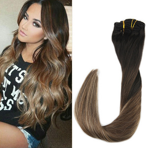 High quality wholesale virgin human brazilian remy human hair  clip in hair extension