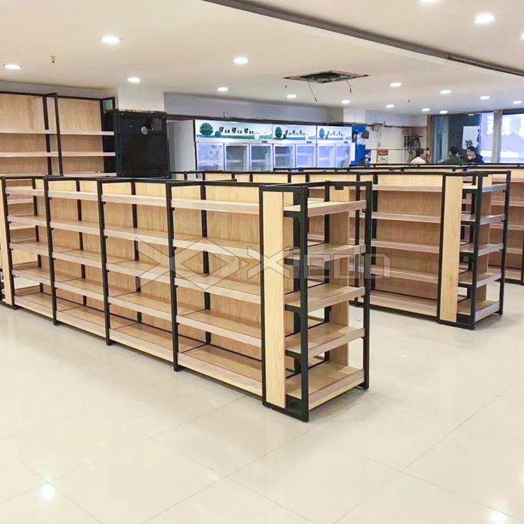 Wood Supermarket Shelves Display Retail Display Stand Hot Sale for Convenience Store Shelving