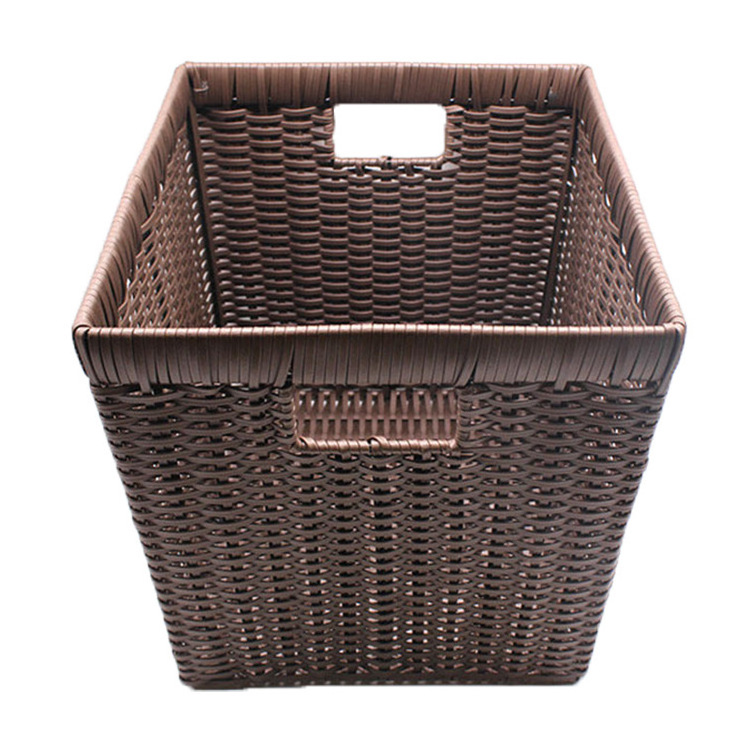 Wholesale Hand Cane Hamper Woven Plastic Laundry Storage Basket Large Clothes Plastic Laundry Basket with Handles