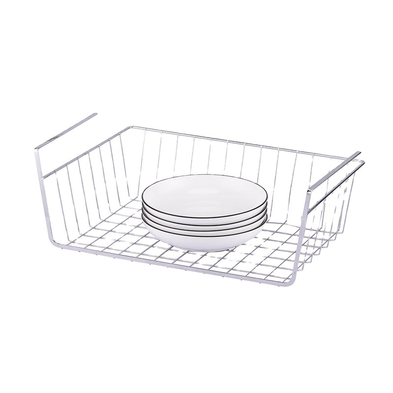 Kitchen Shelf Storage Rack Cabinet Hanging Storage Basket No Punching Wall-Mounted Space Saving Metal Wire Organizers