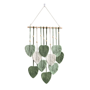 Pretty Green Leaf Shape Macrame Wall Hanging Decor Wholesale Home Decoration Wall Decor