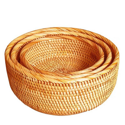 Wholesale Vietnamese Rattan Fruit Plate Home Fruit Plate Creative Fruit Basket Snacks Candy Bread Storage Basket