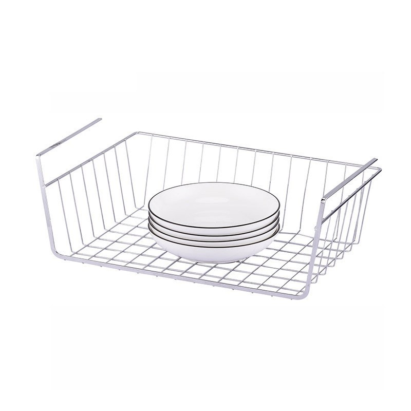 Kitchen Shelf Storage Rack Cabinet Hanging Storage Basket No Punching Wall-Mounted Space Saving Metal Wire Organizers