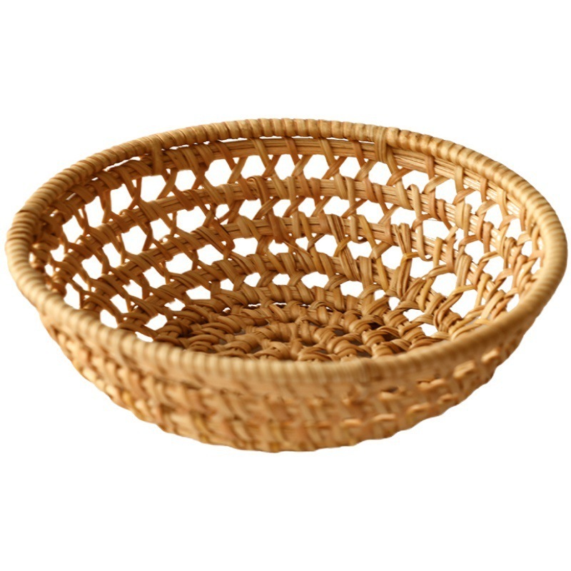 Willow Weaving Handheld Picnic Basket Rustic Style Lace Fabric Storage Basket Rattan Storage Basket