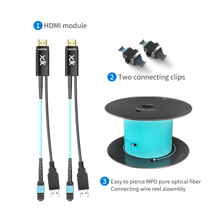 XDK MPO Patch Cord Fiber Optic 48Gbps Hdmi 2.1 Cable 8k 60hz 4k 120hz Customized Cable with Screw Locking