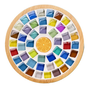 Handmade DIY Material Bamboo Creative Parent Kid Mosaic Coaster Craft Kit for Kids DIY  Mosaic Tile Home Decoration Supplies