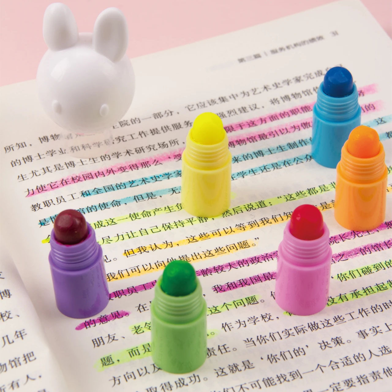 Paintyou No Bleed Bible Gel Highlighter Pen 6PCS Stackable Crayons Non Toxic Rabbit Head Kids Gel Crayons School Supplies