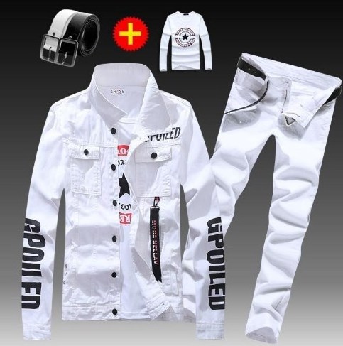 Spring and summer 2023 new men's long-sleeved jacket jeans suit men's Korean version of the trend of casual jacket men