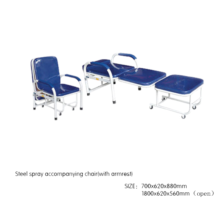 XINDA MEDICAL cheap price AD10 hospital Steel spraying medical folding sofa chair accompany bed chair sale