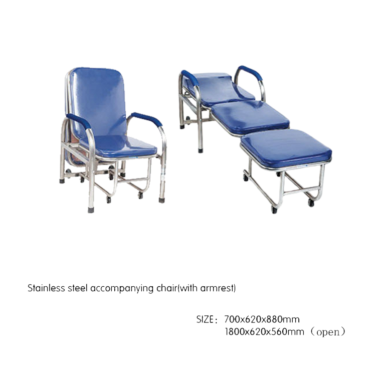 XINDA MEDICAL cheap price AD10 hospital Steel spraying medical folding sofa chair accompany bed chair sale