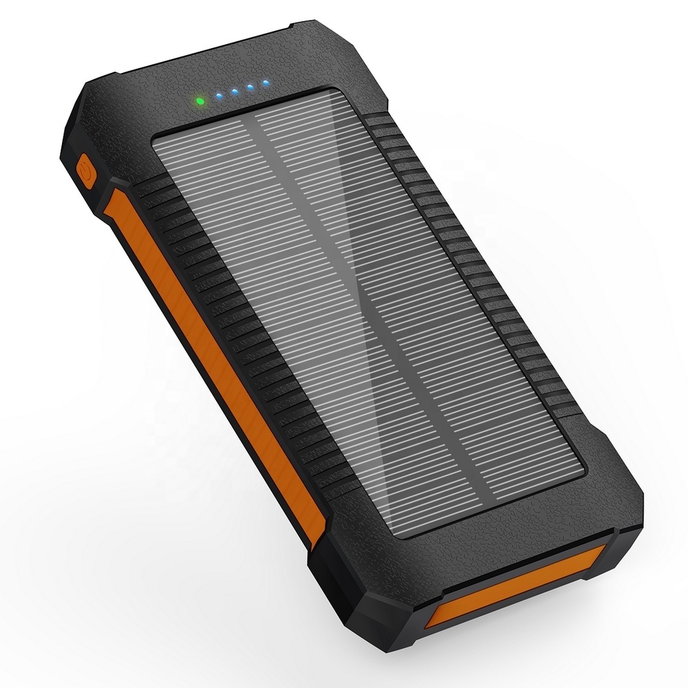 Slim Double USB 30000mAh Large Capacity Solar Powerbank Charger Portable Type C Waterproof Solar Power Bank Phone Case