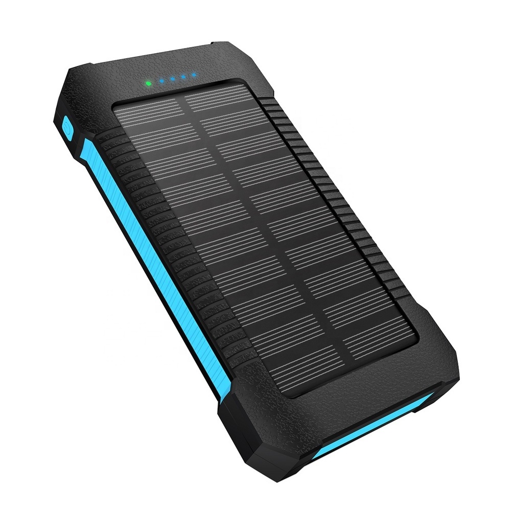 Slim Double USB 30000mAh Large Capacity Solar Powerbank Charger Portable Type C Waterproof Solar Power Bank Phone Case