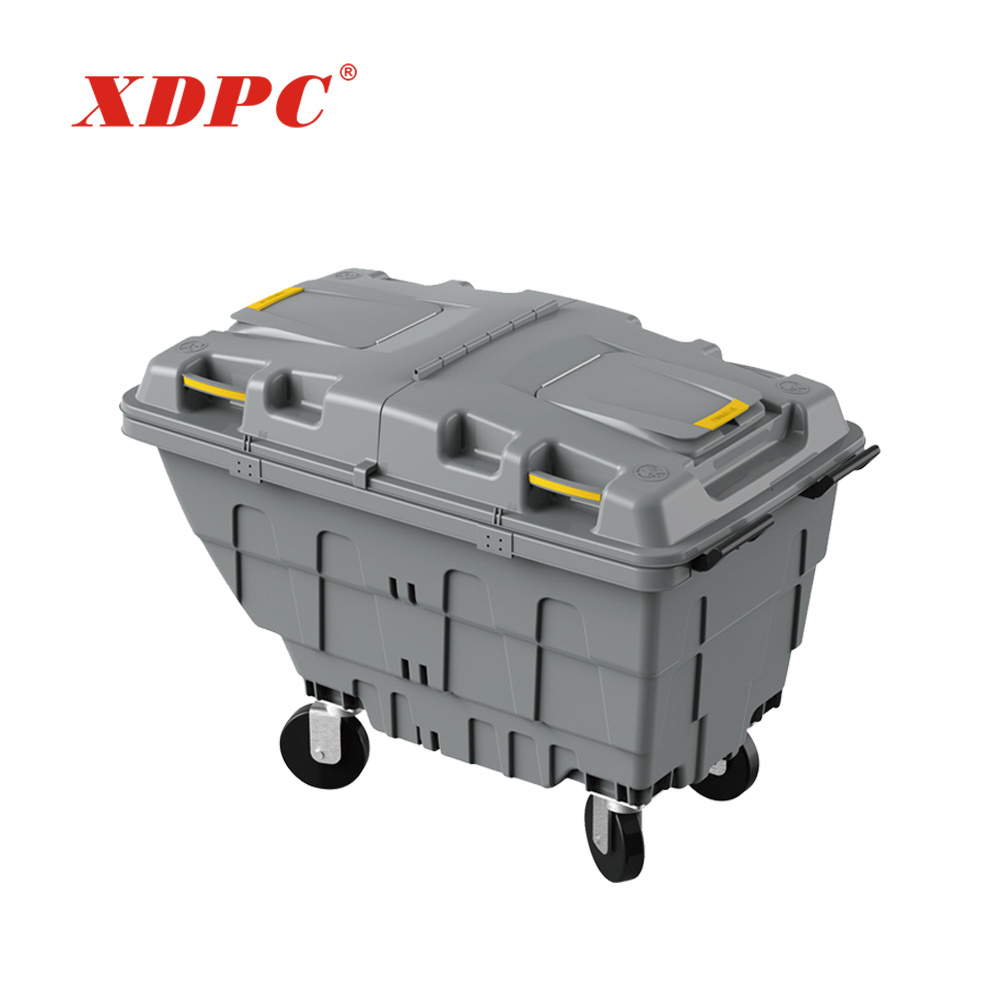 China 2 wheel dolly industrial outdoor plastic garbage waste trash dump bins trolley cart with wheels