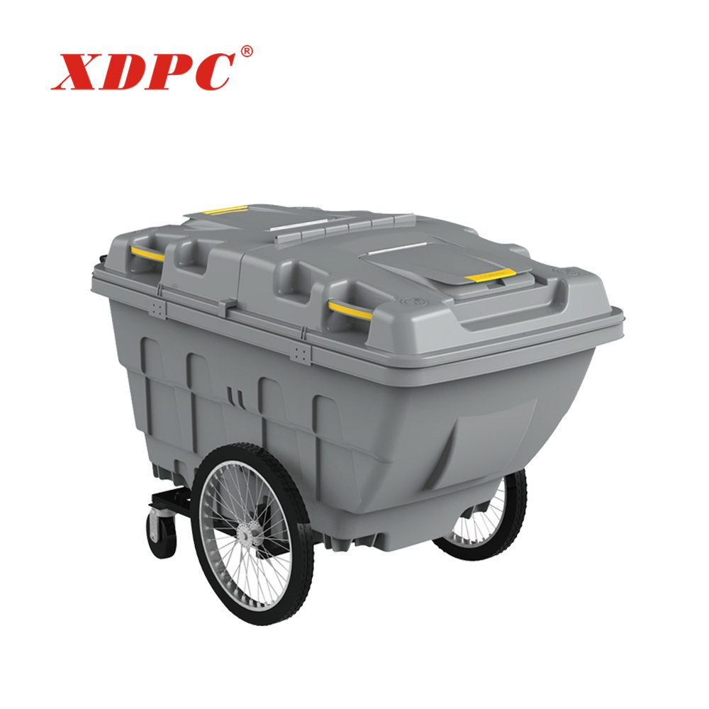 China 2 wheel dolly industrial outdoor plastic garbage waste trash dump bins trolley cart with wheels