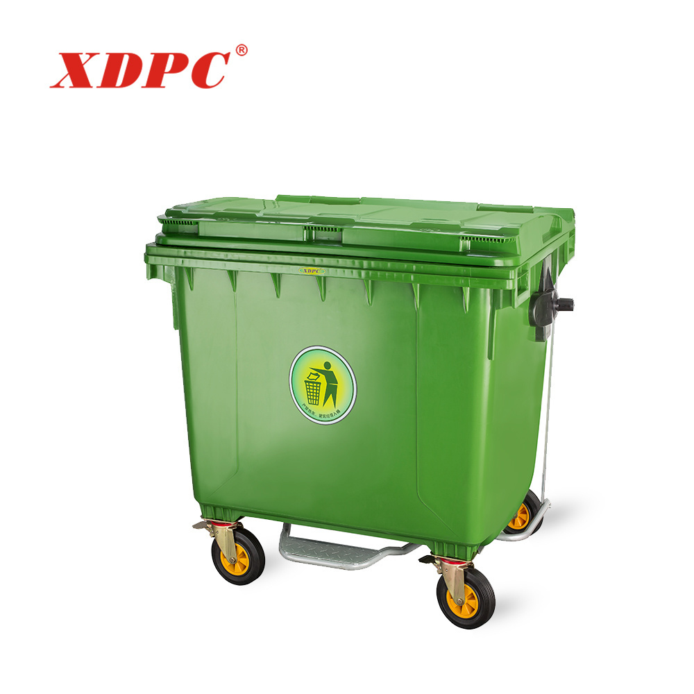 CE certificate plastic 4 wheel 1100 liter outdoor garbage wheelie bin dustbin garden rubbish carts with 4 wheels