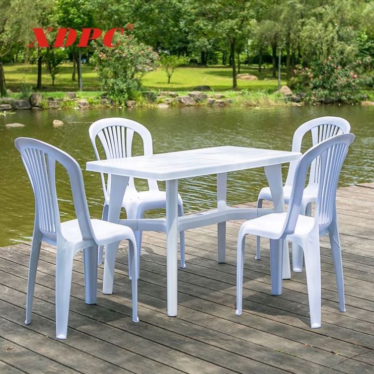 outdoor garden white plastic table chairs restaurant furniture