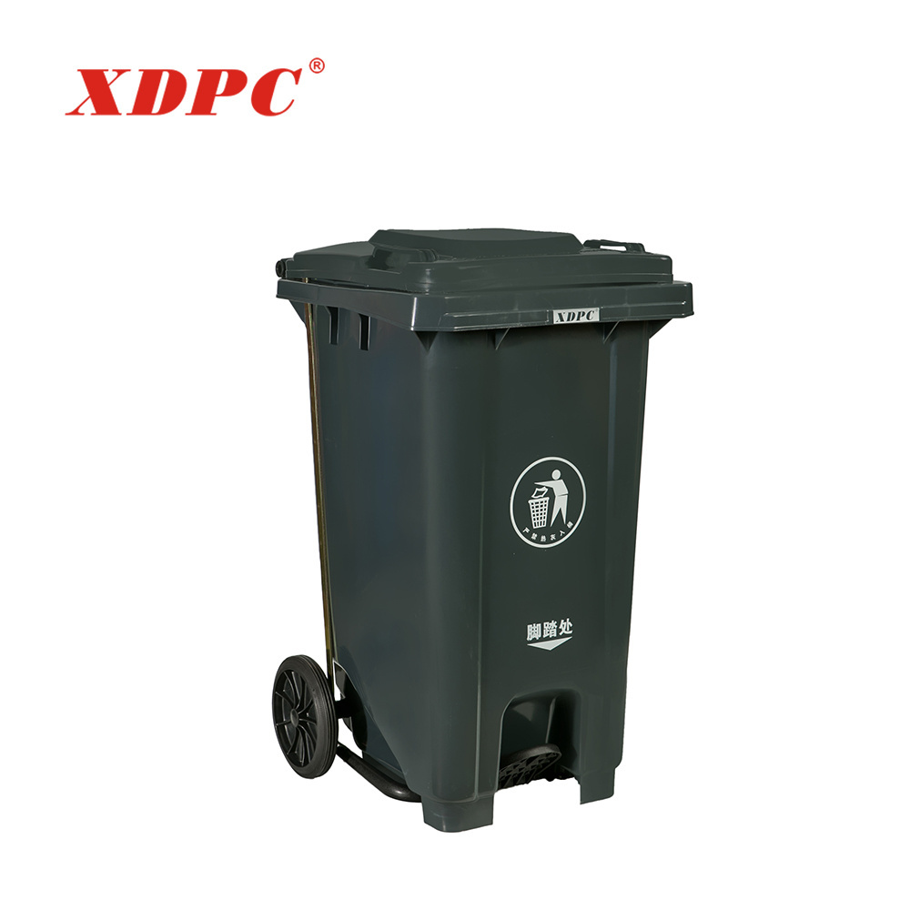 120 litre black garbage bin trolley plastic dustbin with lid