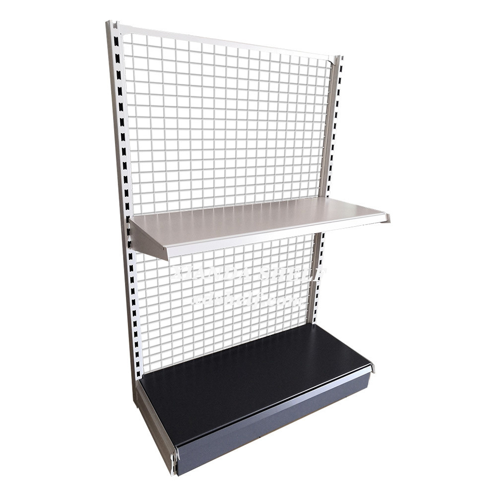 Export Back Netting Gondola Shelving Rack Modular Grid Shelf Wire Mesh Supermarket Display Shelving