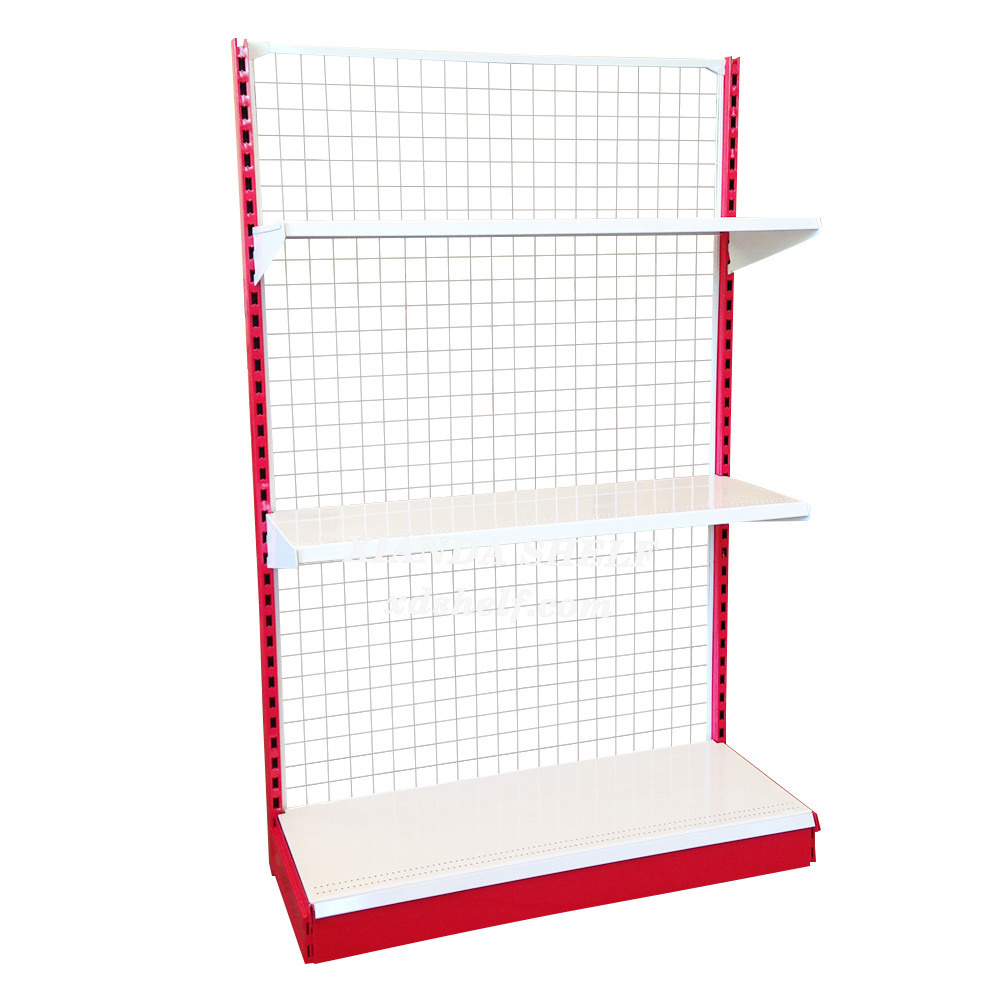 Export Back Netting Gondola Shelving Rack Modular Grid Shelf Wire Mesh Supermarket Display Shelving