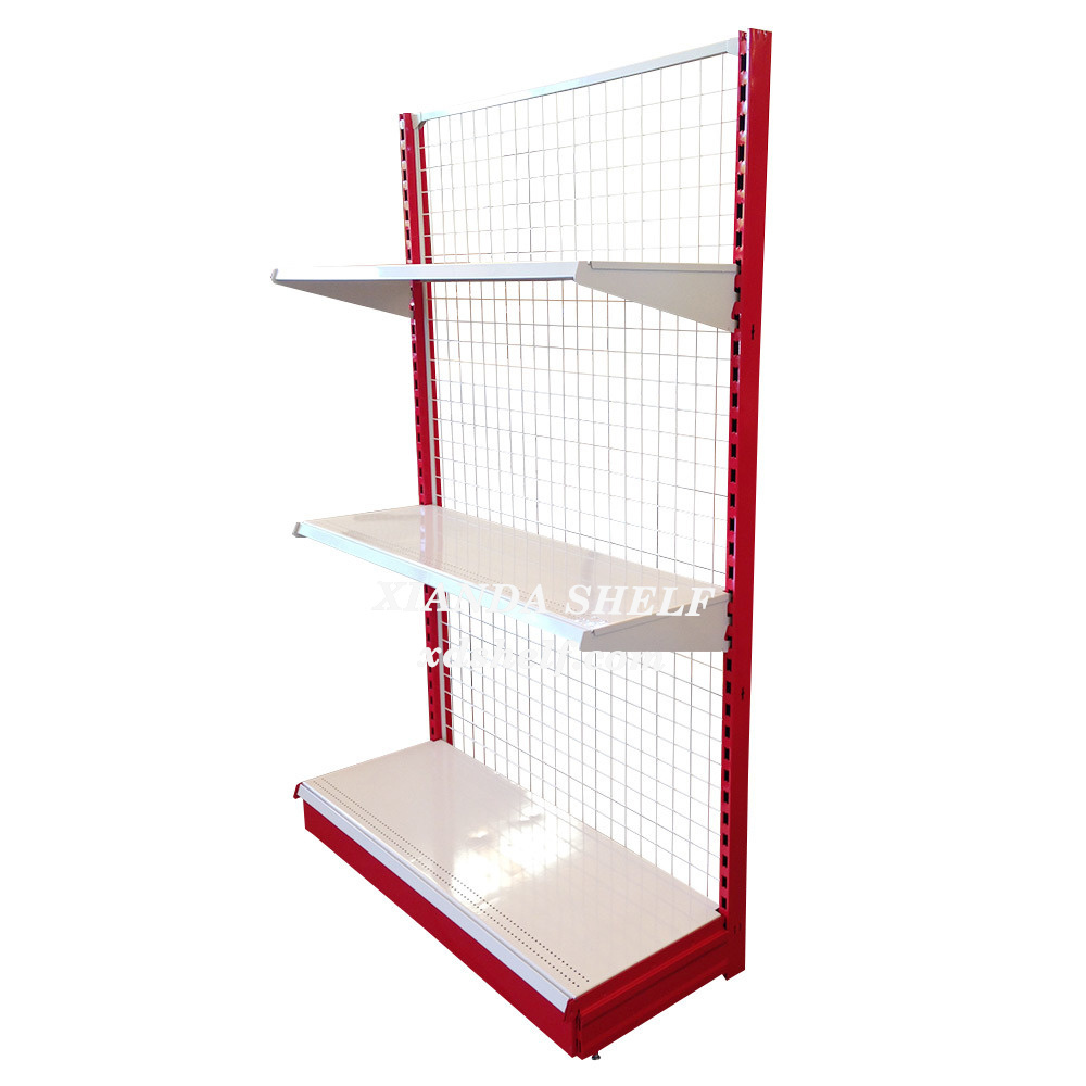 Export Back Netting Gondola Shelving Rack Modular Grid Shelf Wire Mesh Supermarket Display Shelving