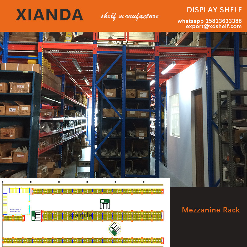 Heavy Capacity Used Forklift Warehouse Storage Industrial Pallet Rack Steel Structure Stair Handrail Working Mezzanine Platform