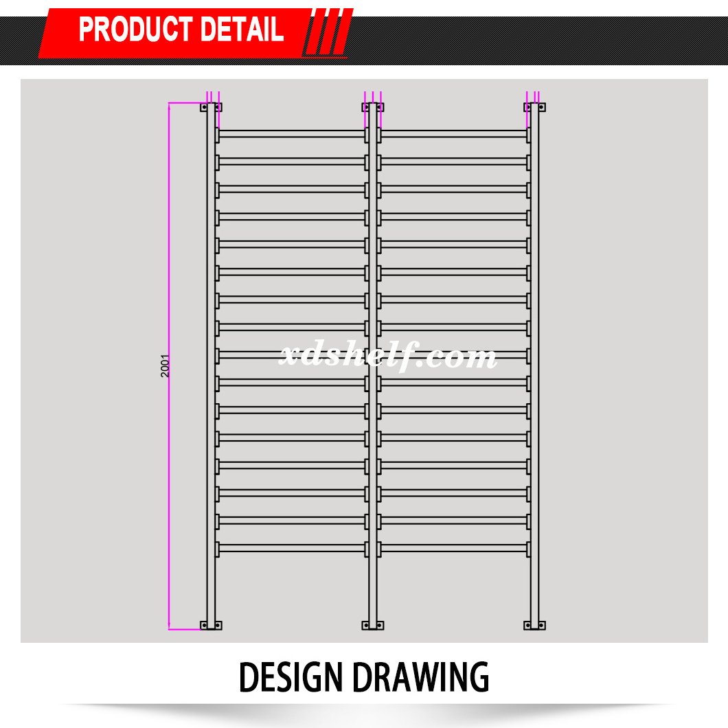 Heavy load Fabric rolling round pipe display storage rack