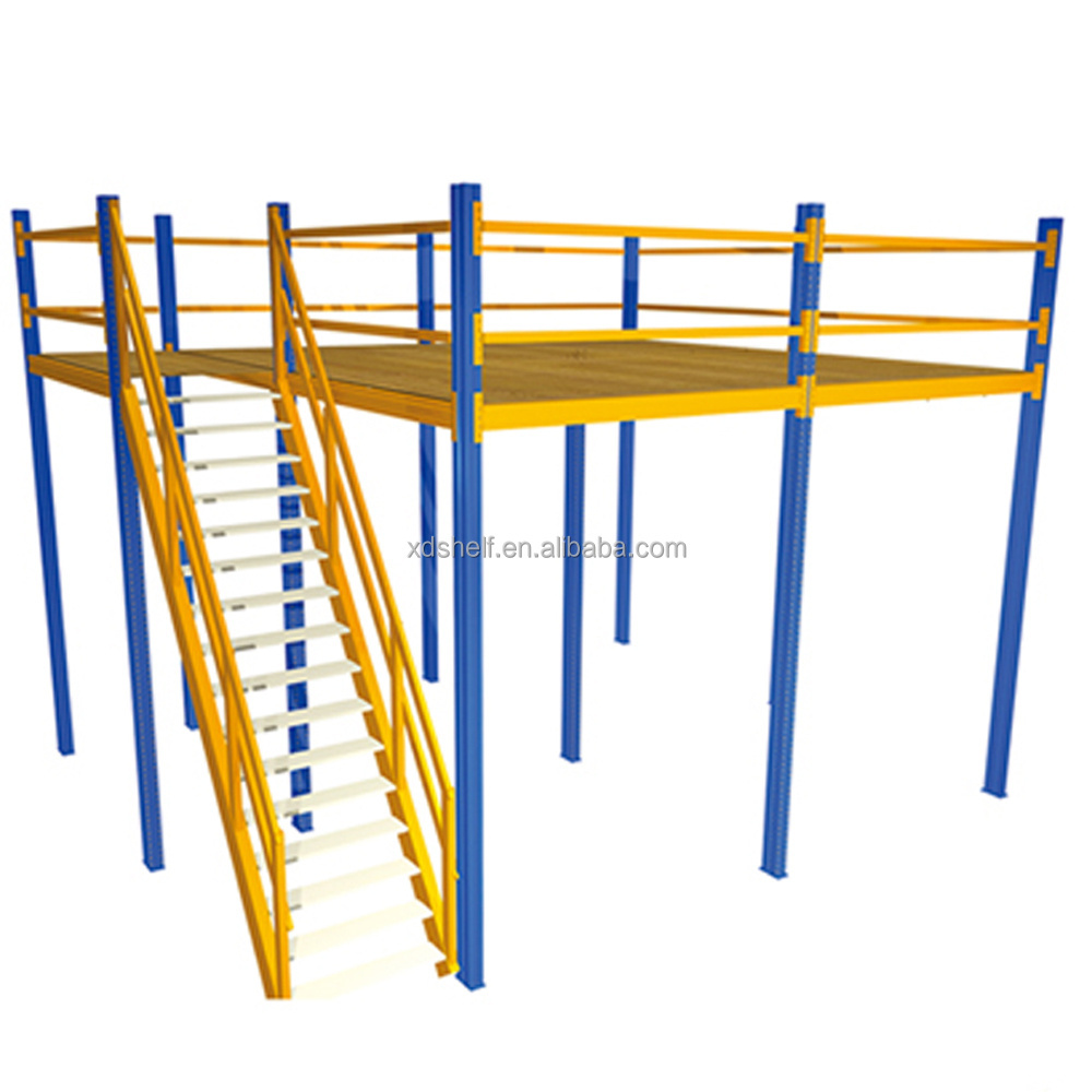 Heavy Capacity Used Forklift Warehouse Storage Industrial Pallet Rack Steel Structure Stair Handrail Working Mezzanine Platform