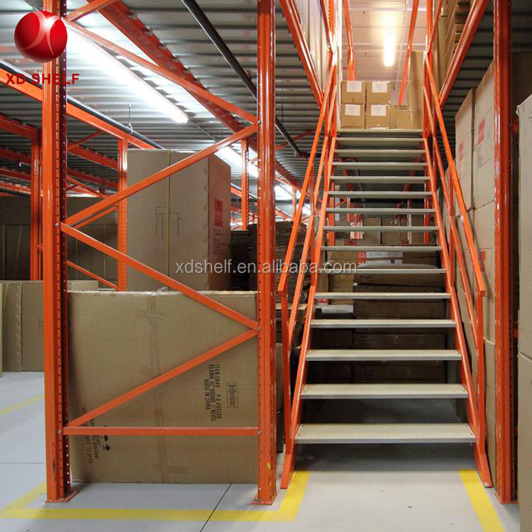 Steel Heavy Duty Pallet Rack System Warehouse Storage Metal Metal Shelf MEZZANINE Rack Structure Mezzanine with Stair 500kg/sq.m