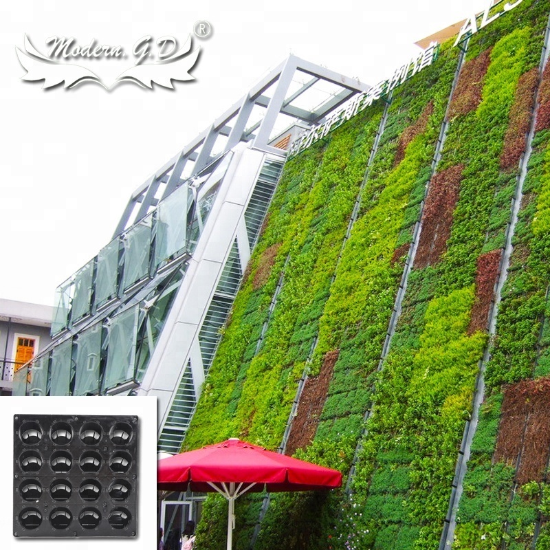 Black Vertical Green Living wall panels flower pots vertical green wall system Soilless hydroponic plant wall