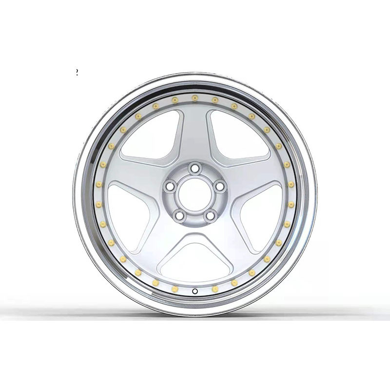 Custom silvery car alloy wheel 5 hole 2 piece forged wheels 18 19 20 21 22 23 24 inch rims