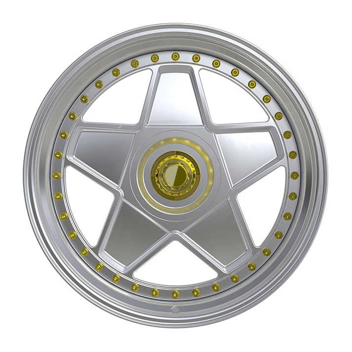 Popular deep lip rims custom star shape lightweight 2-pieces forged alloy wheel suitable for passenger car wheels