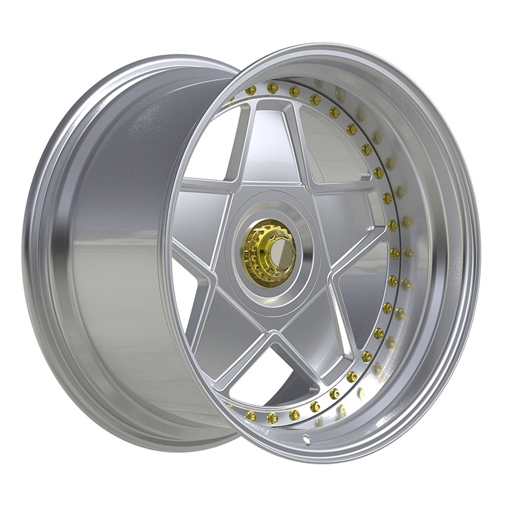 Popular deep lip rims custom star shape lightweight 2-pieces forged alloy wheel suitable for passenger car wheels