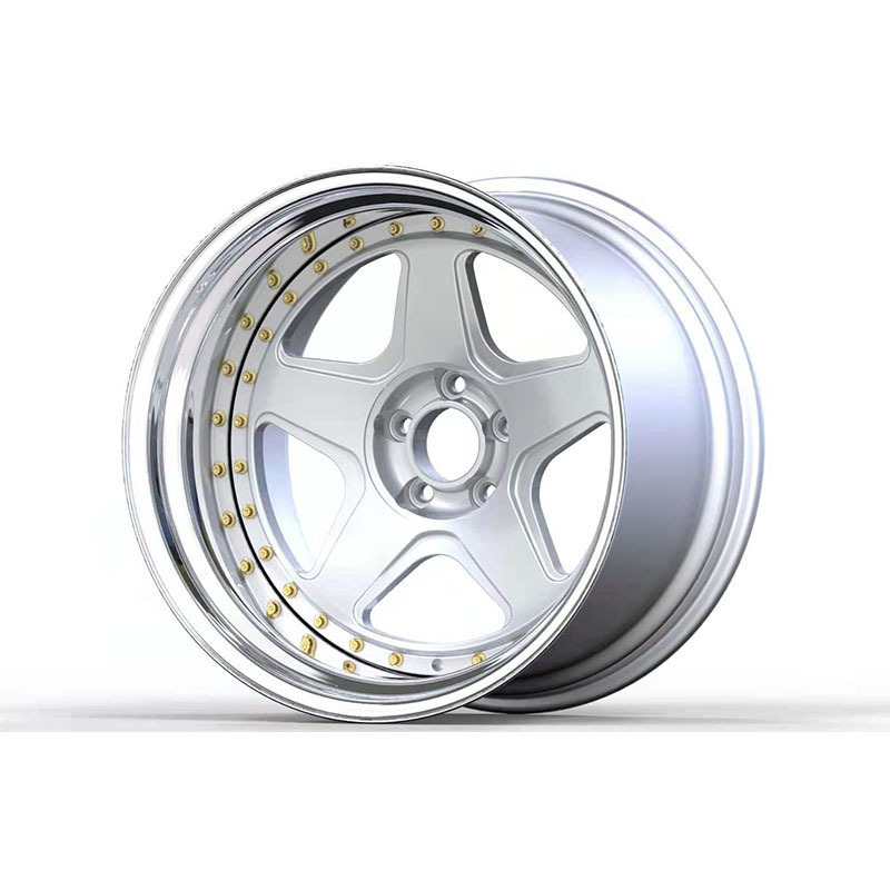 Custom silvery car alloy wheel 5 hole 2 piece forged wheels 18 19 20 21 22 23 24 inch rims