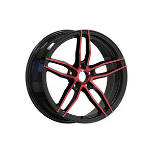 forged aluminum wheels in black and red customized 17 inch forged wheel  for cars