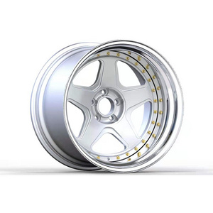 Custom silvery car alloy wheel 5 hole 2 piece forged wheels 18 19 20 21 22 23 24 inch rims