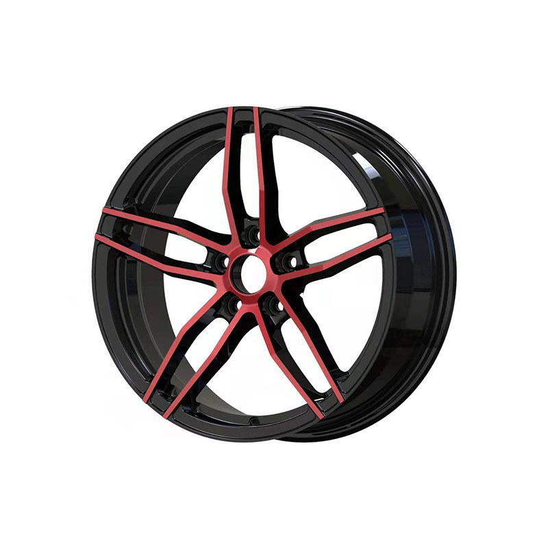 forged aluminum wheels in black and red customized 17 inch forged wheel  for cars