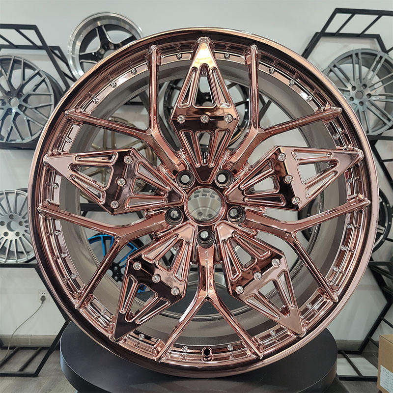 Custom chrome rose gold color forged wheels 5x112 aluminium 17 18 19 20 21 22 inch car rims