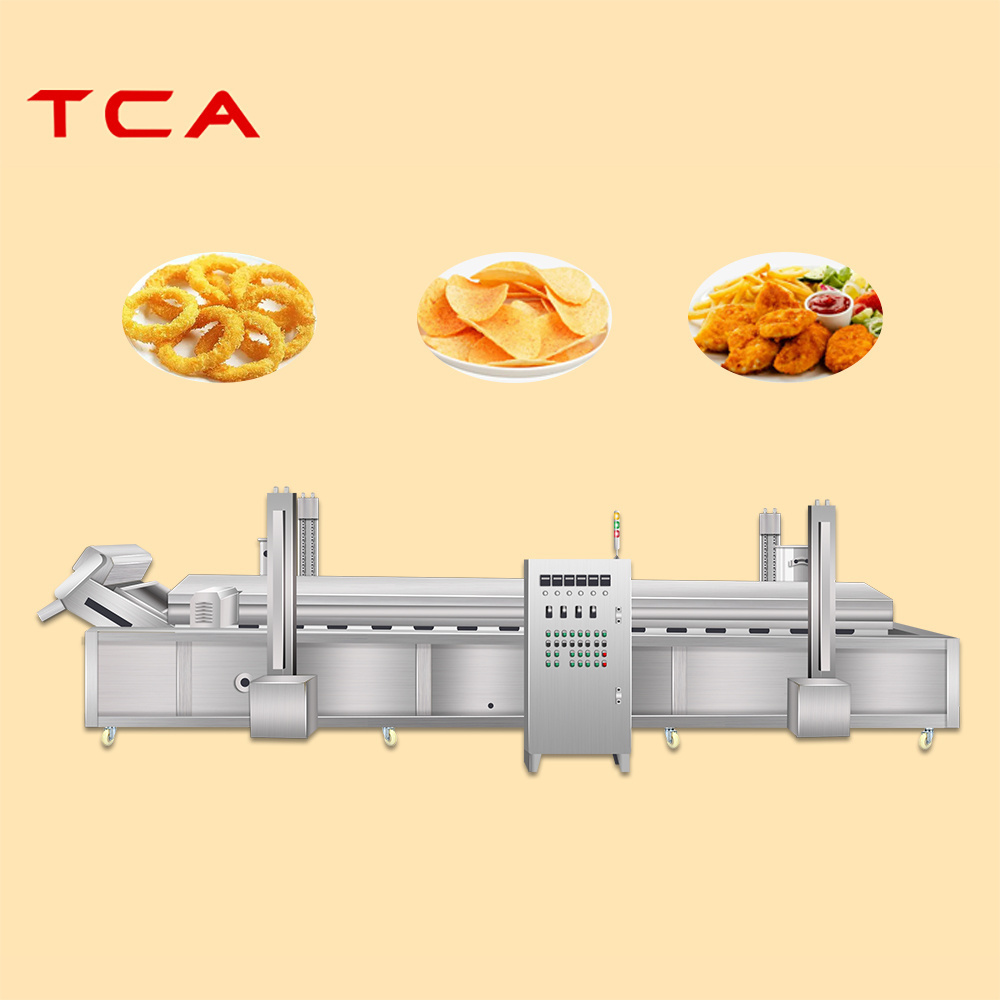 TCA XINDAXIN Continuous Conveyor Chip Deep Fryer Falafel Crispy Chicken Broasted Automatic Fry Machine French Turkey