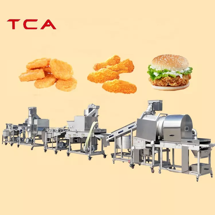 TCA XINDAXIN Commercial stainless steel full automatic chicken nuggets burger patty production line for sale