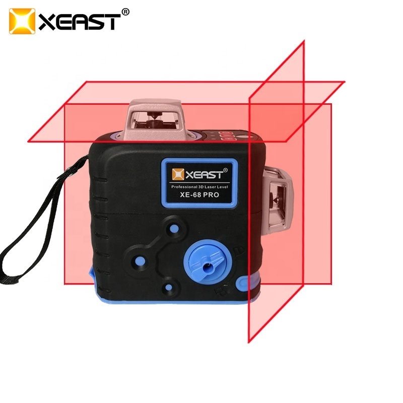 XEAST 3D Laser Levels 12 Lines Cross 360 Rotary Red Laser Automatic Laser Concrete Leveling Machine XE-68R Pro