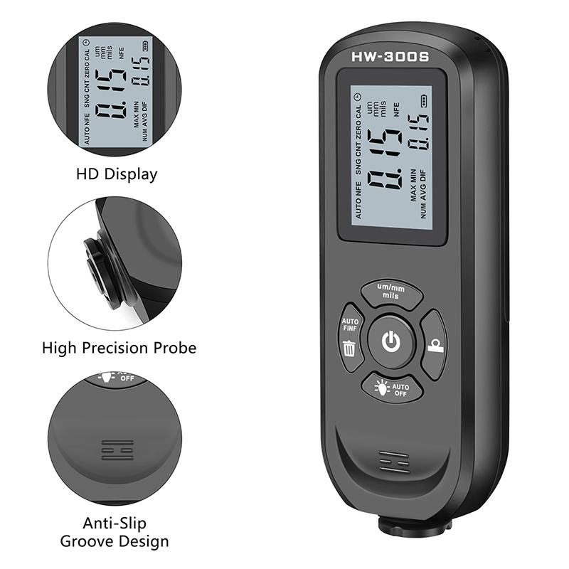 Coating Thickness Gauge Measurement 0-2000um Feeler Tester Car Paint Thickness Meter Metal Thickness Gauge HW-300S